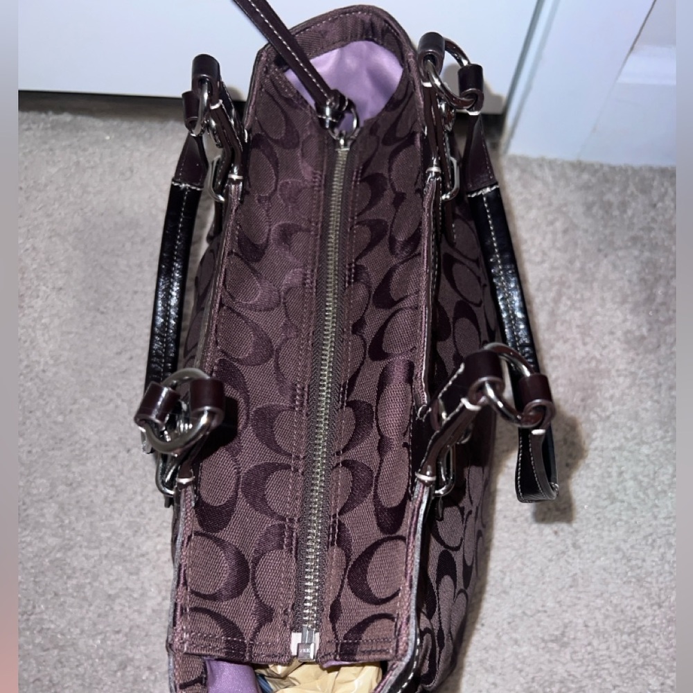 Coach Brown Signature Tote Shoulder Bag - Picture 5 of 10